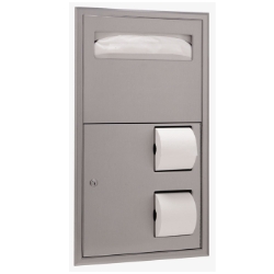 Bobrick ClassicSeries™ Recessed Seat-Cover Dispenser and Toilet Tissue Dispenser - Model B-3474 Bobrick ClassicSeries™ Recessed Seat-Cover Dispenser and Toilet Tissue Dispenser - Model B-3474